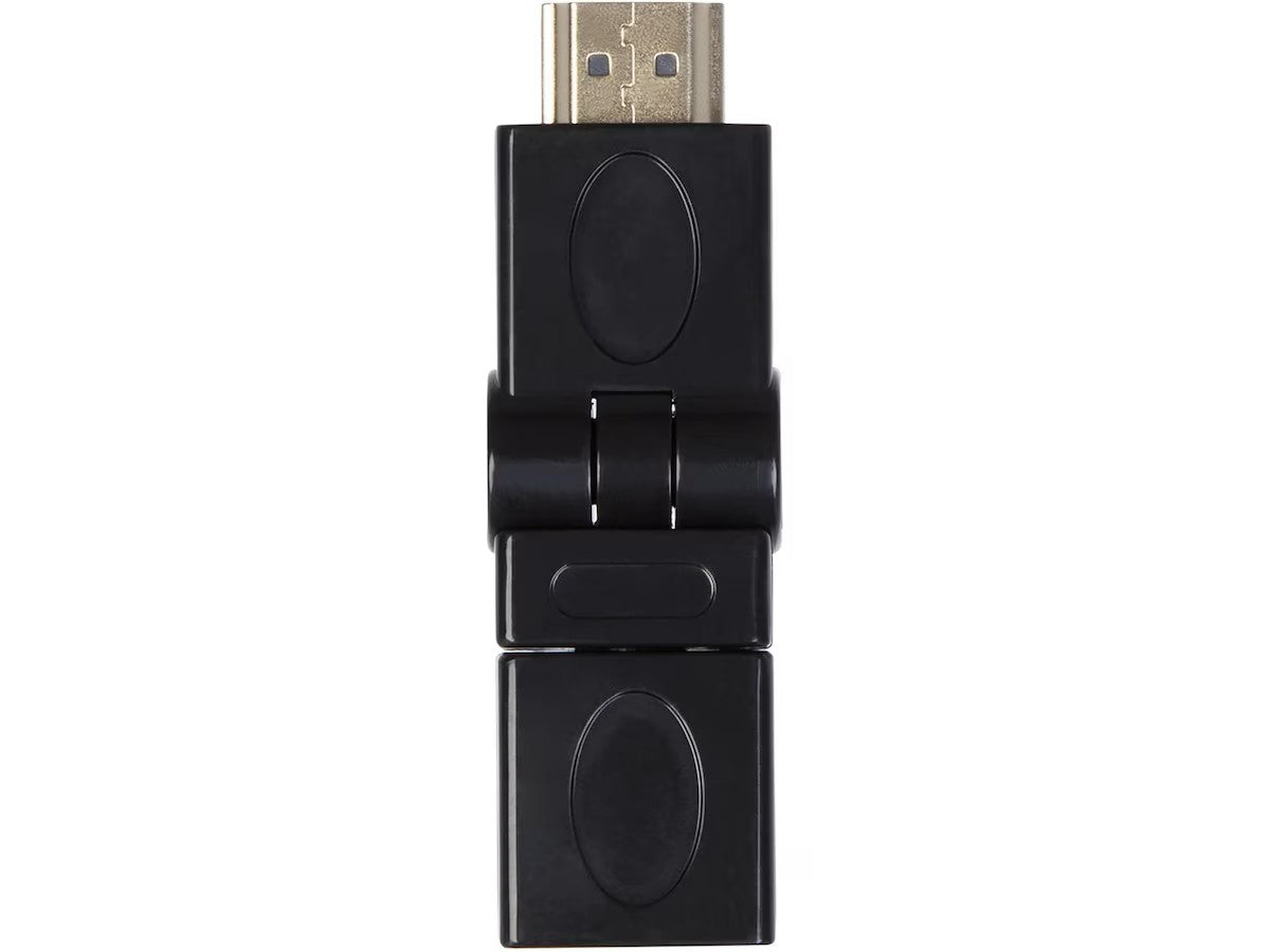 HDMI til HDMI Adapter (sort) v2.0, HDMI adapter hann til hunn, 90°-vinklet, PVC