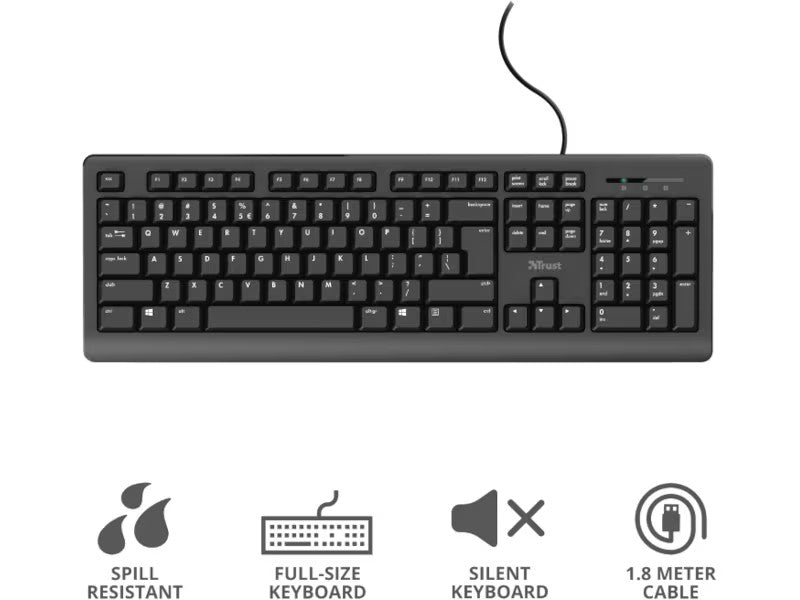 Trust Primo tastatur Full size, 1,8m kabel, silent