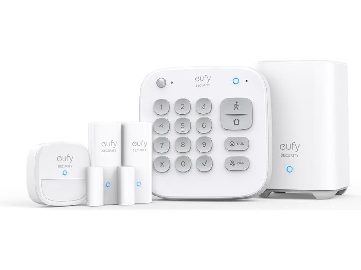 Eufy Alarmsett 5 deler (hvit) Hjemmesikkerhetssystem, tastatur, bevegelsessensor, 2 inngangssensorer