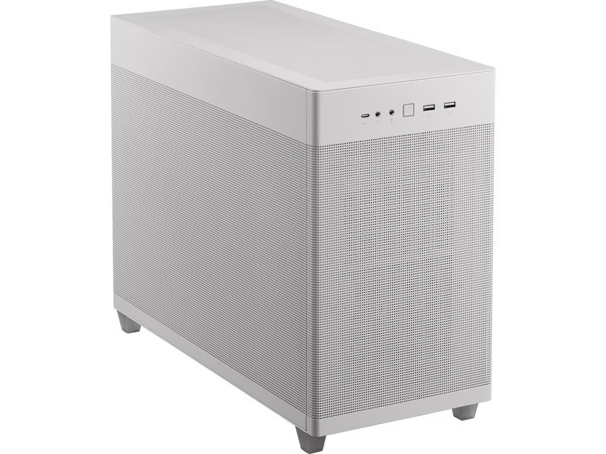 ASUS Prime AP201 MicroATX (hvit) Vifte: 1 x 120 MM, Mesh, ITX, mATX, 360 AIO support, 338 MM VGA support.