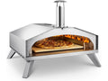 Austin and Barbeque AABQ 16" Gassdrevet pizzaovn (rustfritt stål) Med pizzastein (41 x 41 x 1 cm), gnisttenner og regulator, integrert termometer