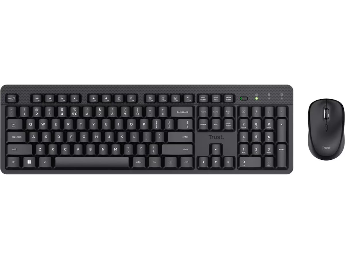 Trust ODY II trådløs mus og tastatur nordisk (sort) USB, stille taster, vannavstøtende, full størrelse, low profile taster