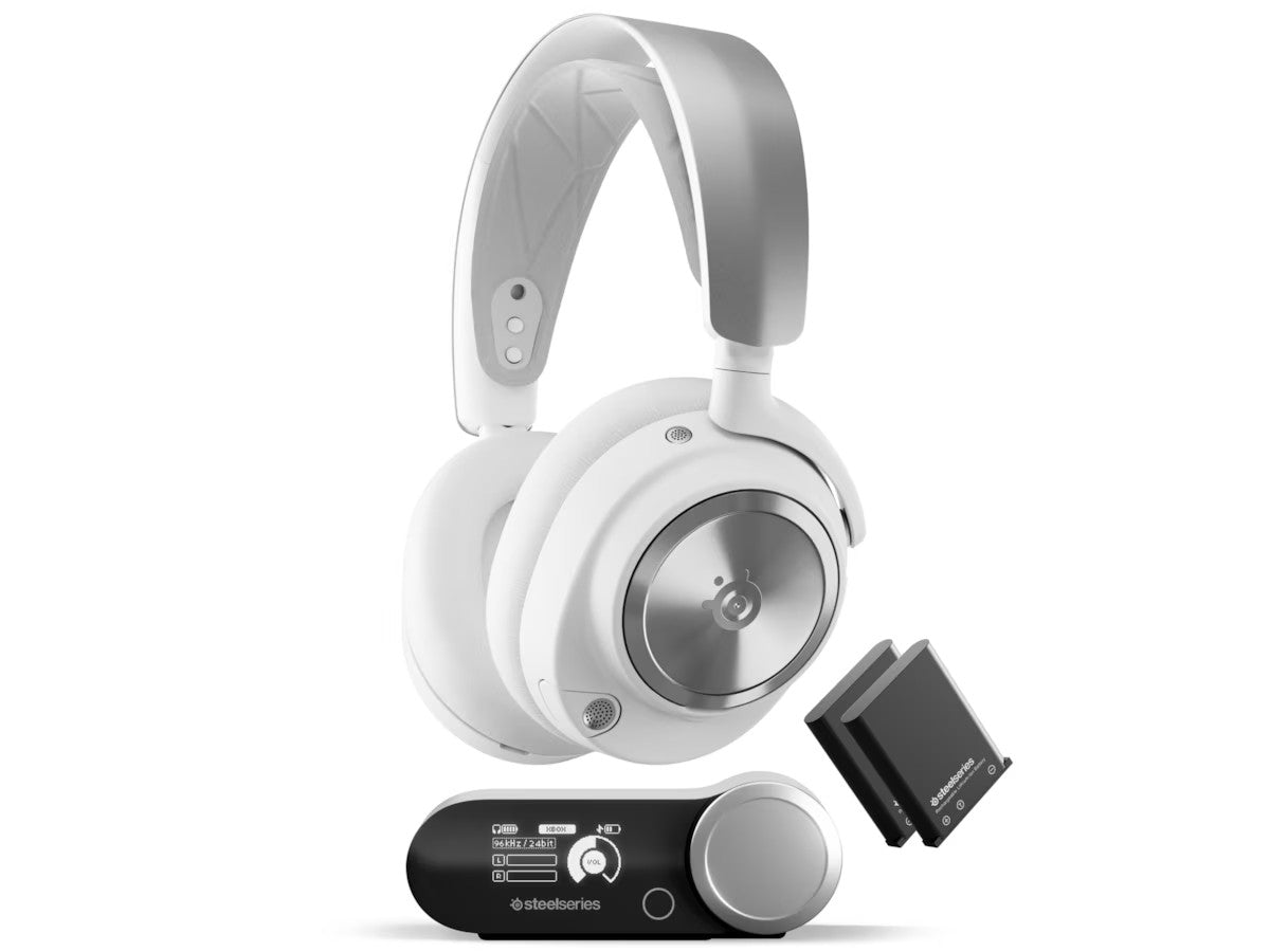 SteelSeries Arctis Nova Pro Wireless gamingheadset PC/PS5 (hvit) 2.4Ghz, Bluetooth, USB, aktiv støykansellering, PC, PlayStation, Switch, GameDac