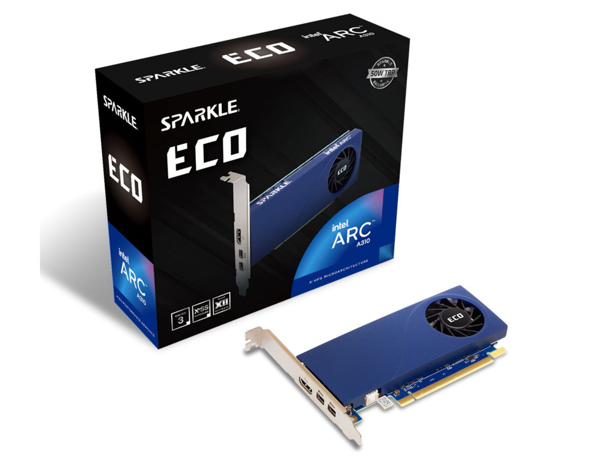 Sparkle Intel Arc A310 ECO Low Profile Skjermkort, PCI Express 4.0, 4GB GDDR6
