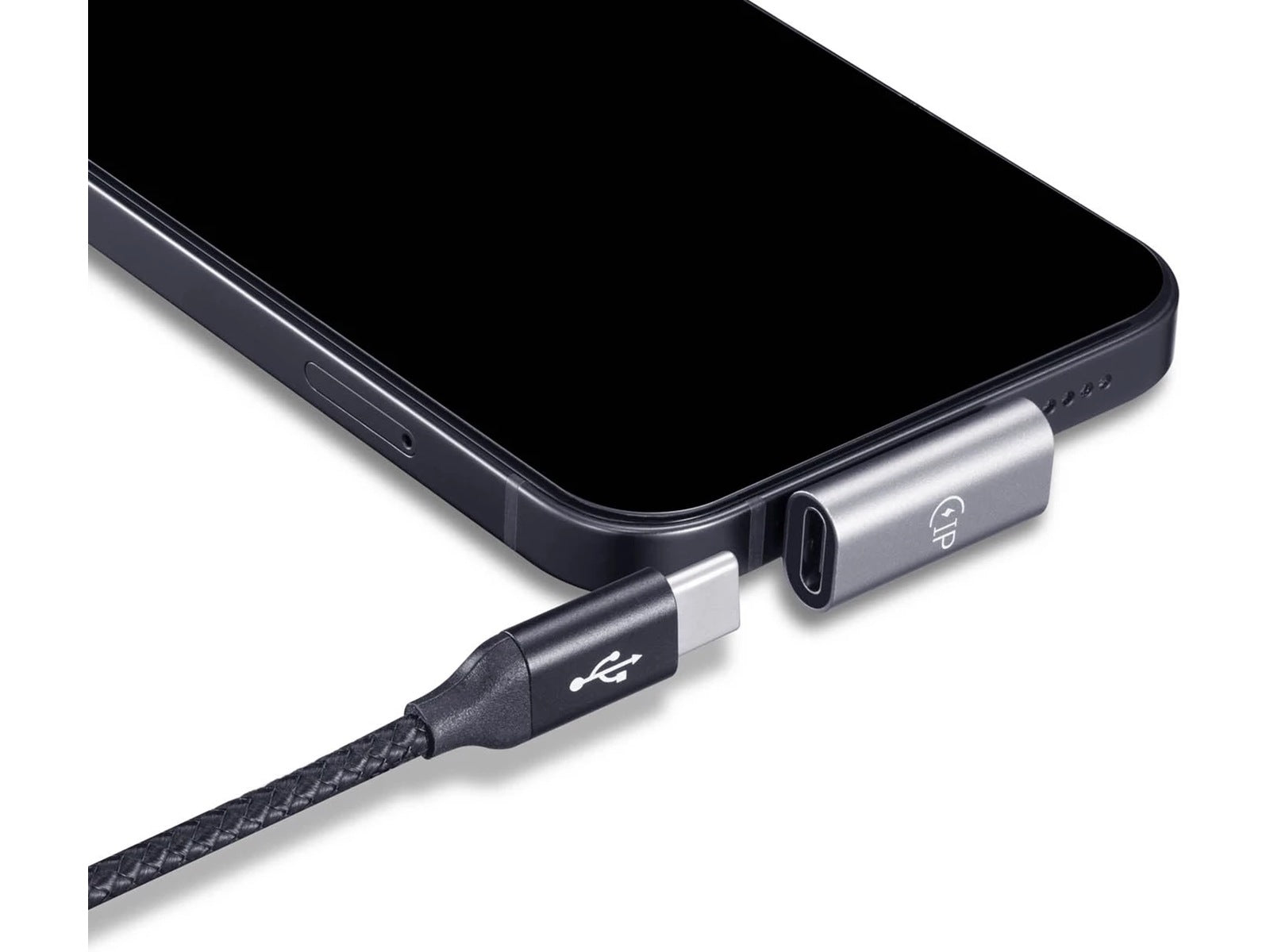 Andersson Lightning til USB-C-adapter (grå) 27W, vinklet, for iPhone, iPad eller Mac