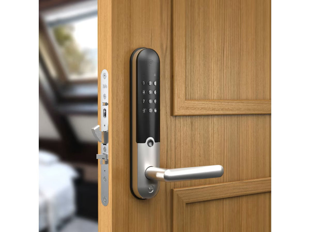 Yale Doorman L3S Flex Smart lås (børstet stål) Elektronisk nøkkelløs smartlås, automatisk opplåsing/lås, Yale Access-app