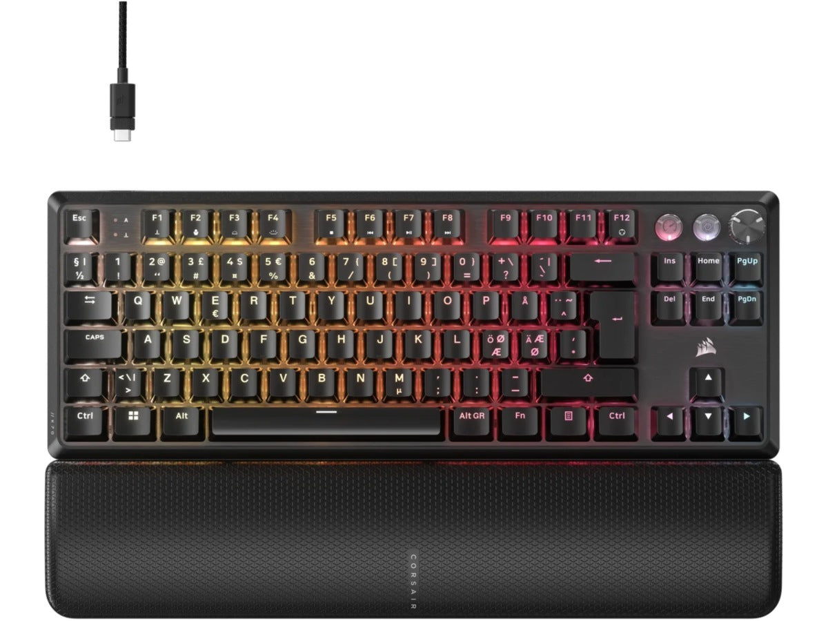 Corsair K70 PRO TKL RGB Gamingtastatur (sort) USB, Hall Effect switches, 8000hz polling rate, rapid trigger, ABS keycaps, iCue