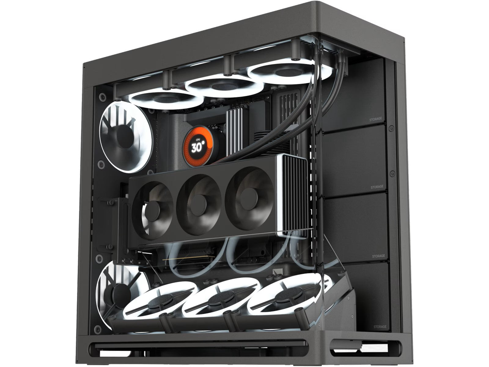 HAVN HS 420 VGPU Mid Tower (sort) E-ATX (Max Width 277 mm)/ATX/M-ATX/Mini-ITX, Herdet Glass