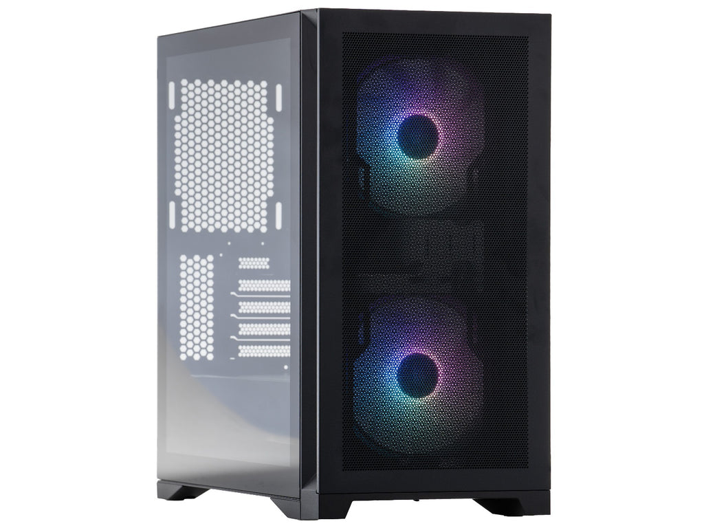 Mission SG Core mATX Tower (sort) mATX/Mini-ITX, 2 forhåndsinstallerte vifter, herdet glass
