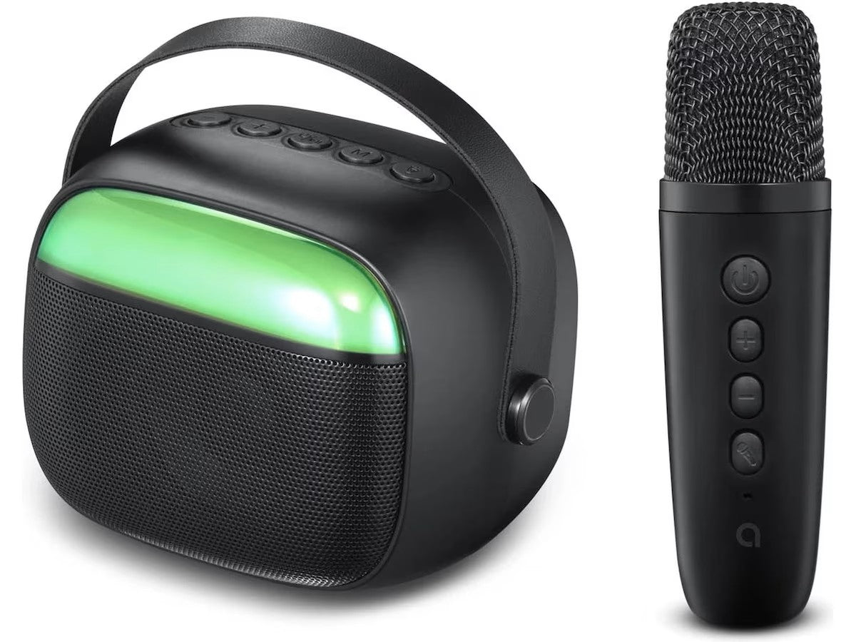 Andersson KEM-S2000 bærbar karaokehøyttaler med trådløs mikrofon Trådløs mikrofon, 6 stemmeeffekter, RGB lys, opptil 9 timer batteritid