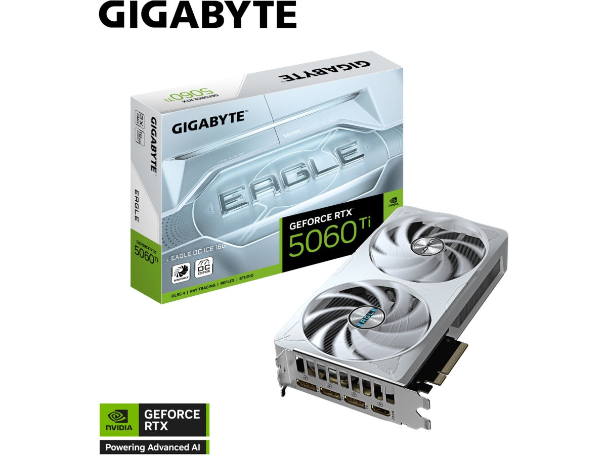 Gigabyte GeForce RTX 5060 Ti EAGLE OC ICE Skjermkort, PCI Express 5.0, 16GB GDDR7