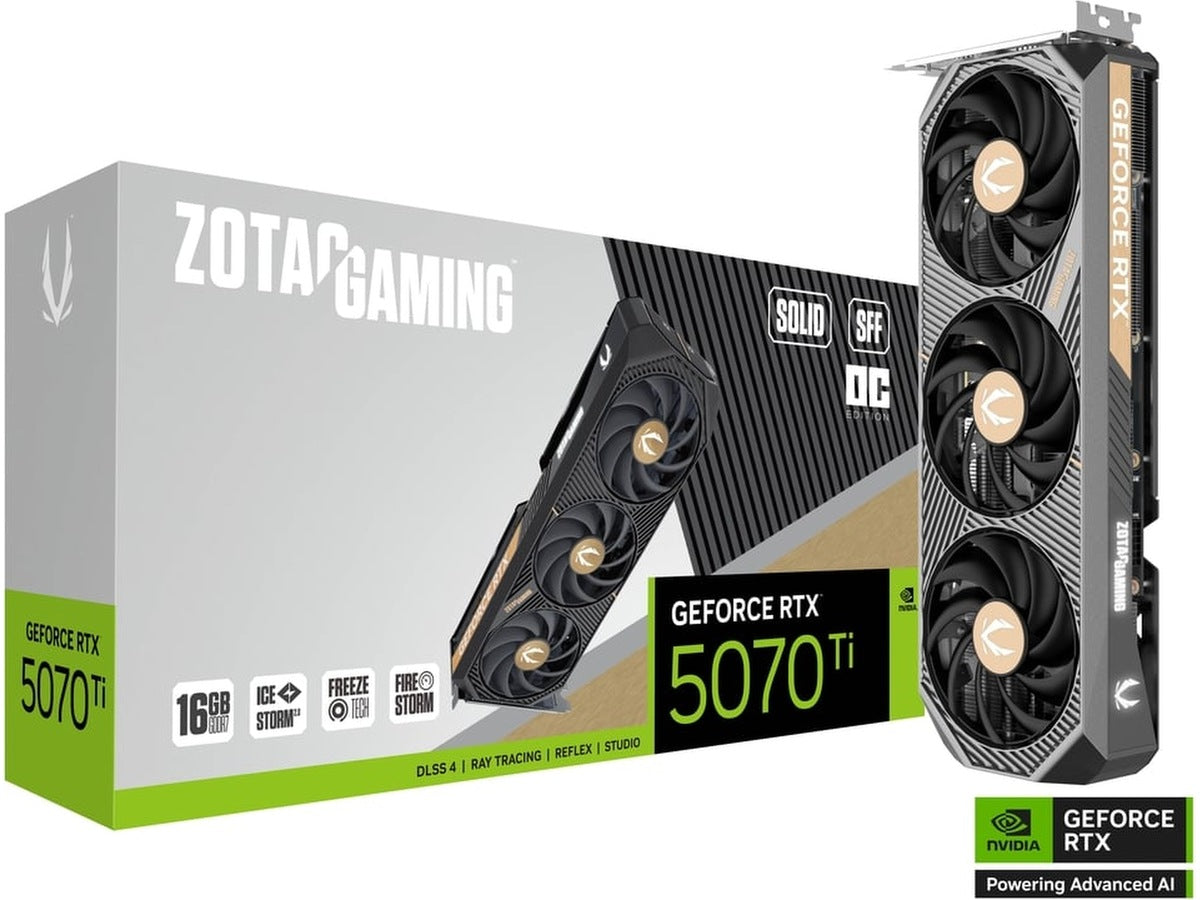 Zotac Gaming GeForce RTX 5070 Ti SOLID SFF OC Skjermkort, PCI Express 5.0, 16GB GDDR7