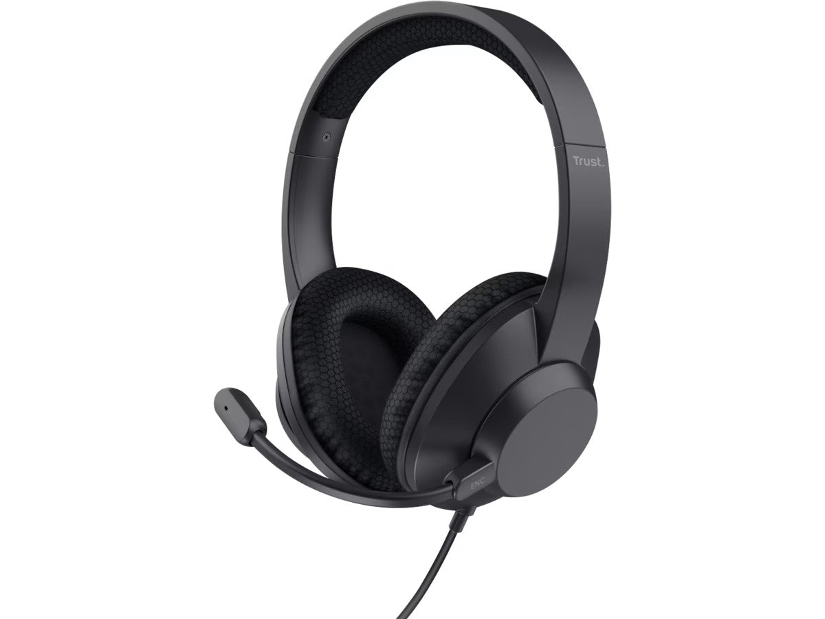 Ayda Max USB-ENC headset Komfortabelt over-ear USB-hodesett med støydempende mikrofon og polstret hodebånd, USB-C, USB-A
