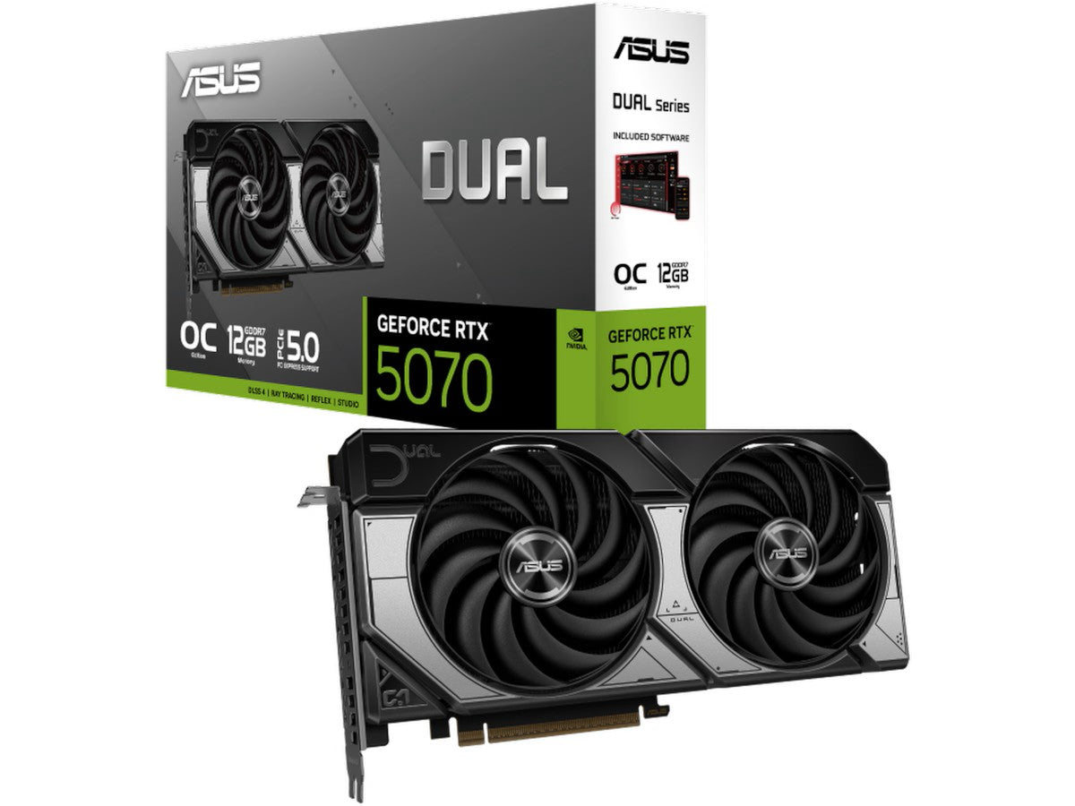 Asus Dual GeForce RTX 5070 OC Skjermkort, PCI Express 5.0, 12GB GDDR7