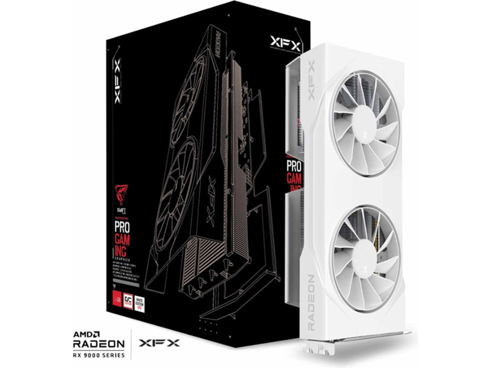 XFX Swift AMD Radeon RX 9060 XT OC Gaming (hvit) Skjermkort, PCI Express 5.0, 8GB GDDR6