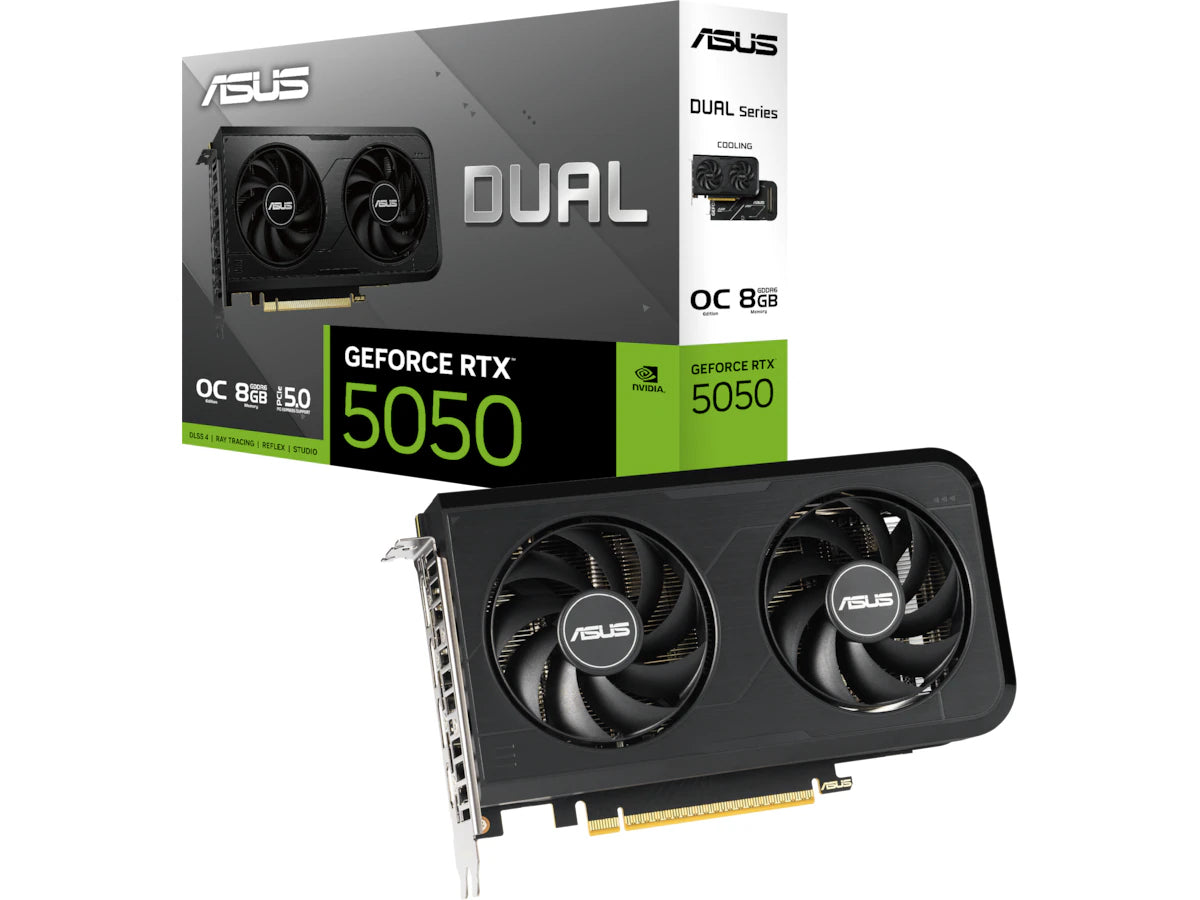 ASUS Dual GeForce RTX™ 5050 8GB GDDR6 OC Edition Skjermkort, PCI Express 5.0, 8GB GDDR6, DLSS 4, 2-slot design
