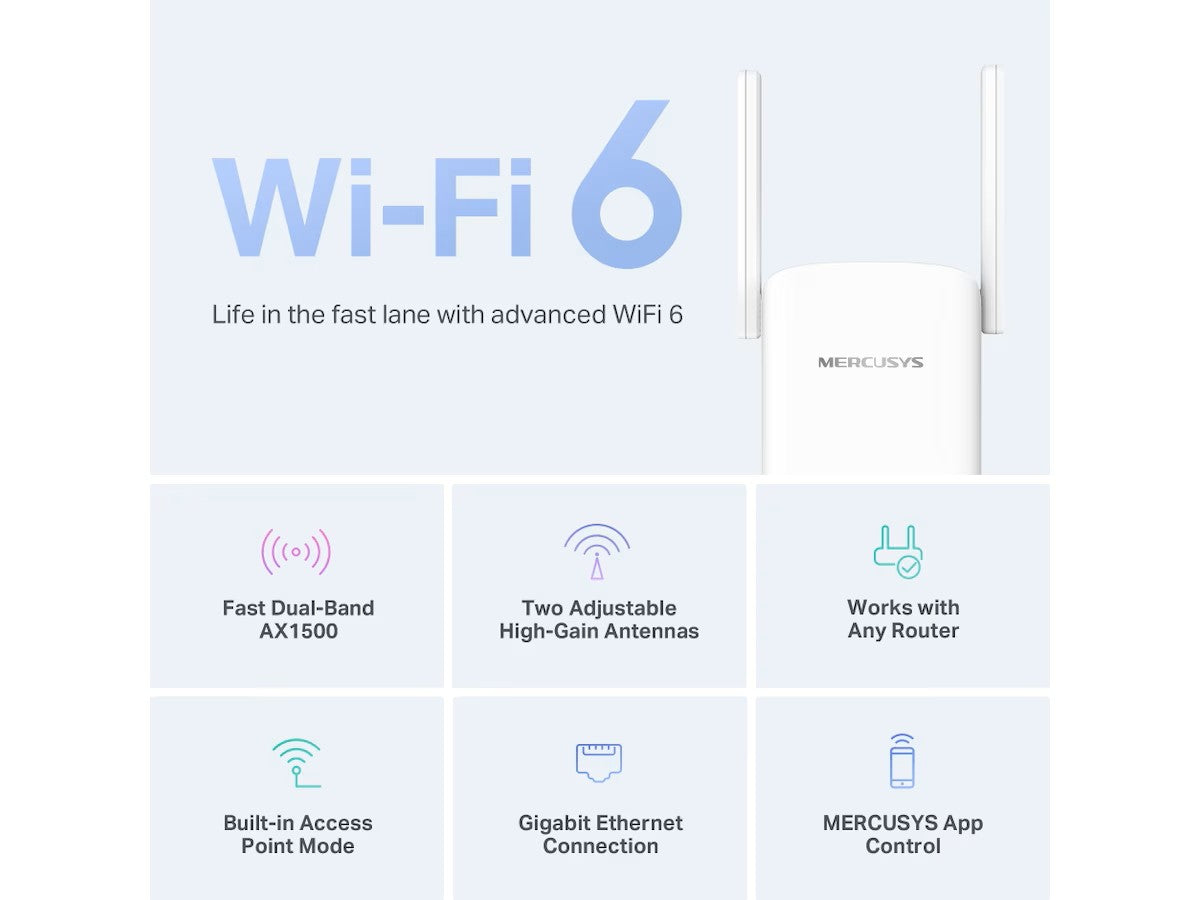 Mercusys ME60X AX1500 Range Extender AX1500, WiFi 6