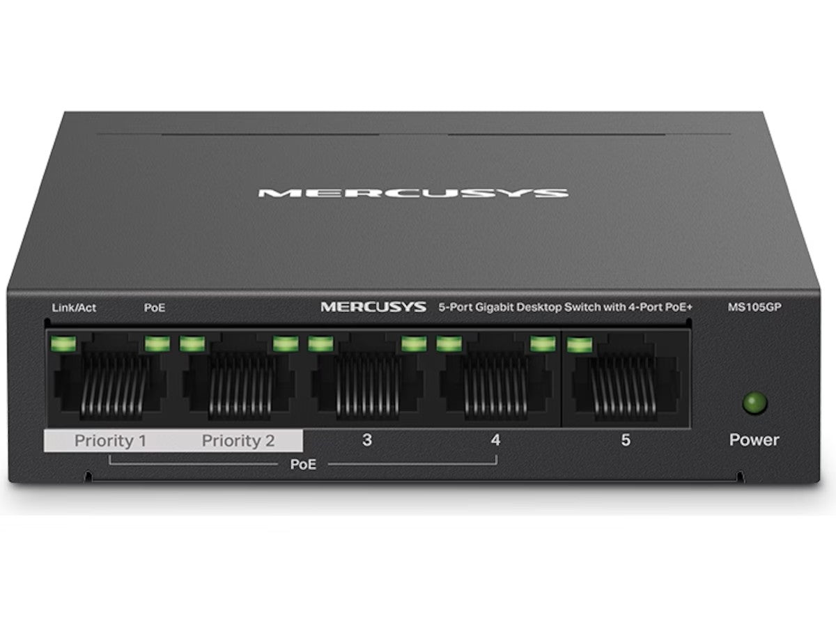 Mercusys MS105GP 5-Port Gigabit Switch 5xRJ45, gigabit, POE