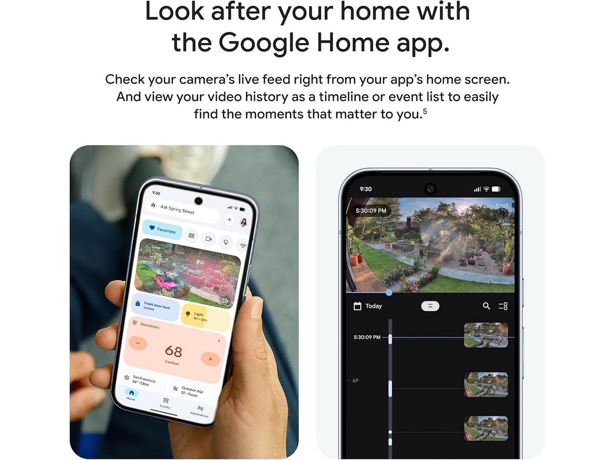 Google Nest Cam utendørs 2. gen (med ledning, hvit) Få klarhet i det uklare med 2K og Gemini*