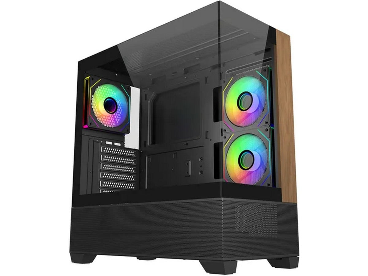 Cooler Master Elite 690 Wood Mid Tower (sort) ATX/Micro-ATX/ITX, herdet glass