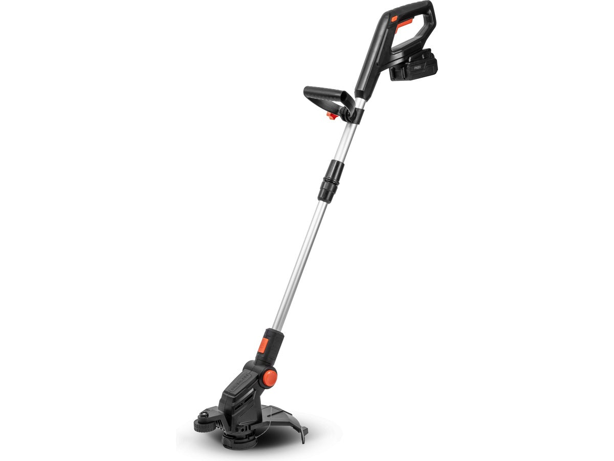 Freev GST-300 trådløs gresstrimmer 30 cm 20V Trådløs trimmer med justerbart håndtak og automatisk trådmating for enkel kantklipping.