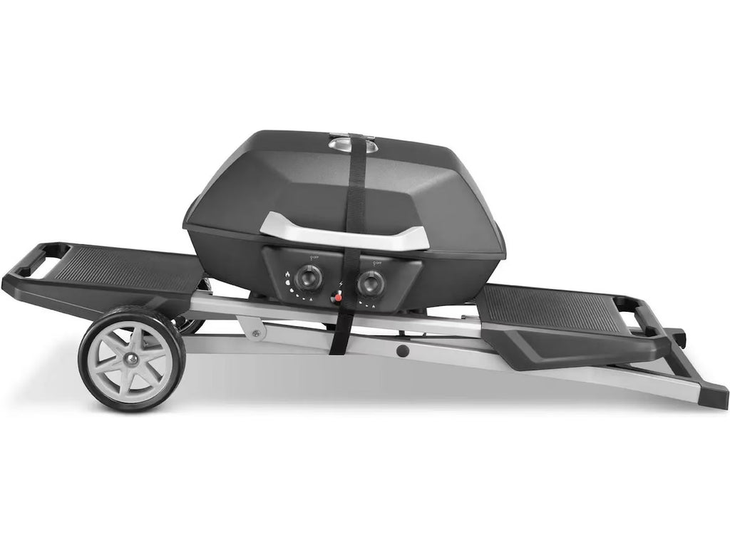 Bærbar gassgrill 2 brennere 4,5 kW Bærbar gassgrill med dobbelbrenner, sammenleggbart design og hjul