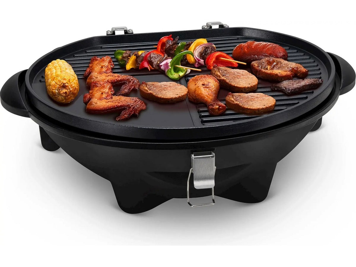 Austin and Barbeques Elektrisk grill m/stativ 2400W Elektrisk grill med hjul, sidebord og avtakbart stativ for fleksibel bruk