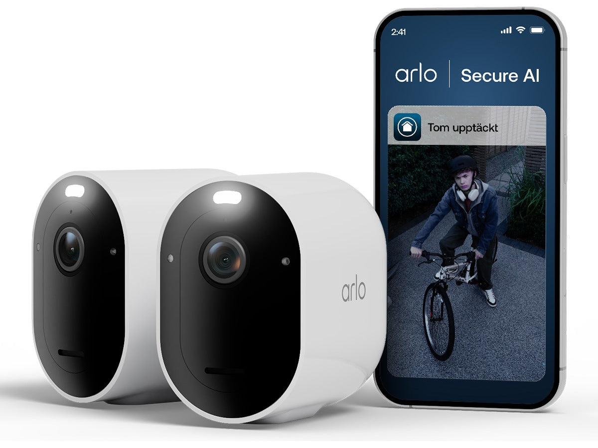 Arlo Pro 6 2K overvåkningskamera 2-pack 2K+HDR, trådløs med batteri, 12x zoom, automatisk sporing