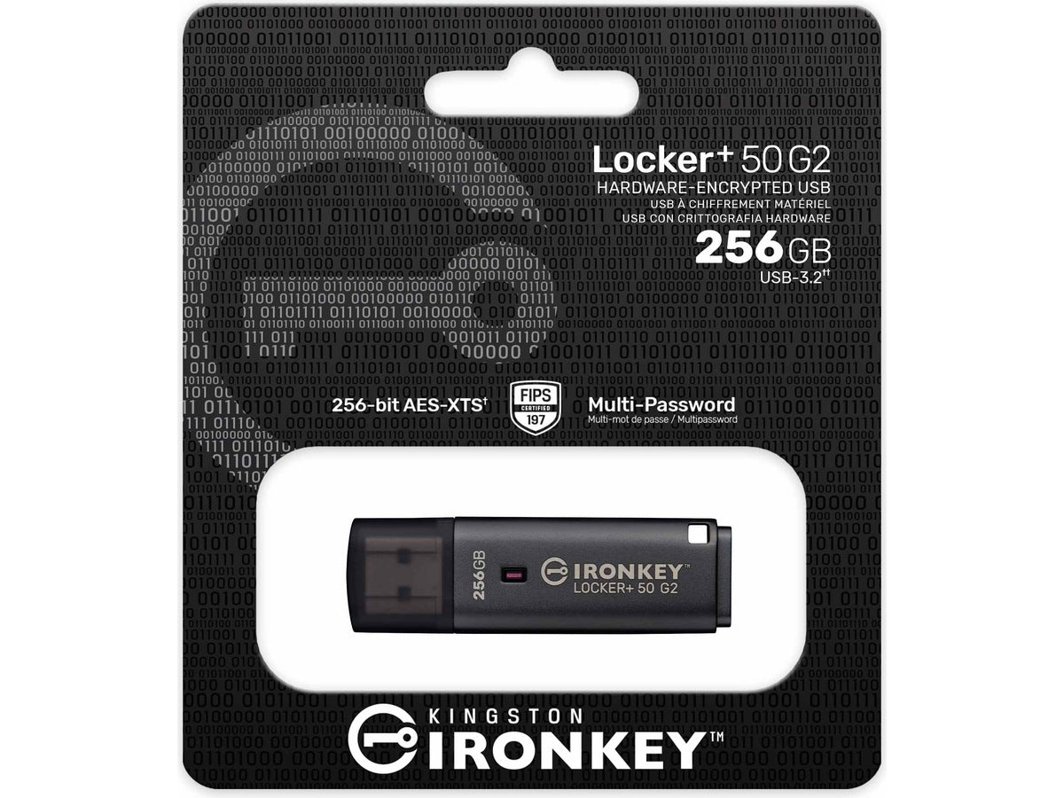 Kingston IronKey Locker+ 50 G2 USB-minnepenn 256 GB FIPS 197-sertifisert, AES 256-bit kryptert