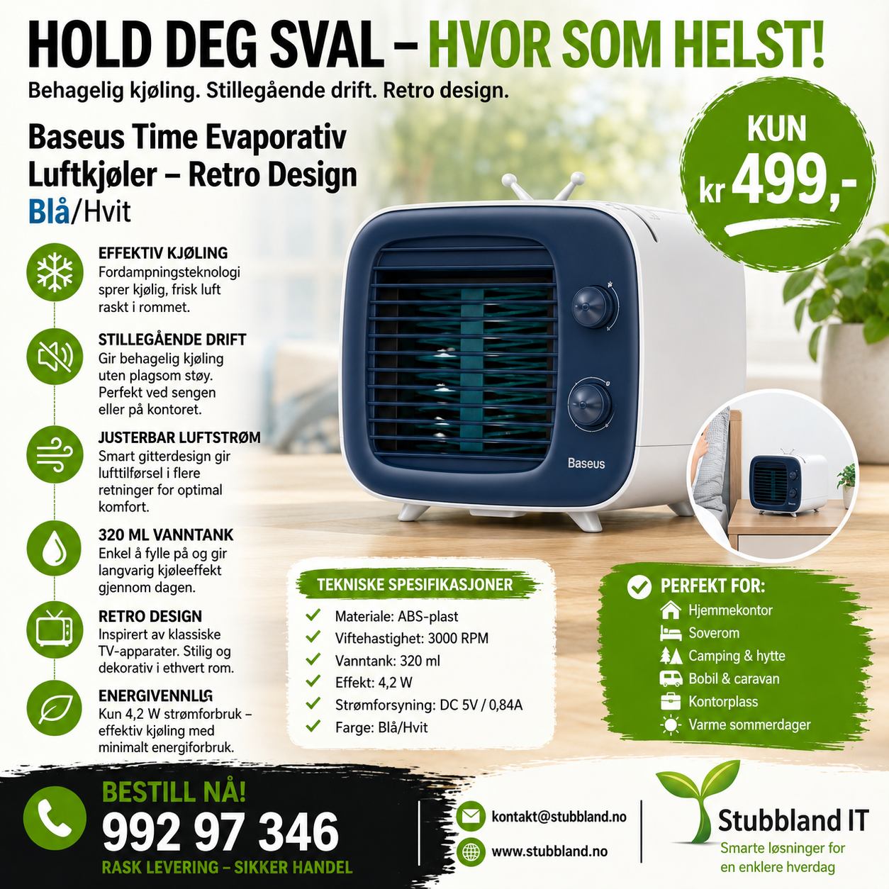 Baseus Time Evaporativ Luftkjøler