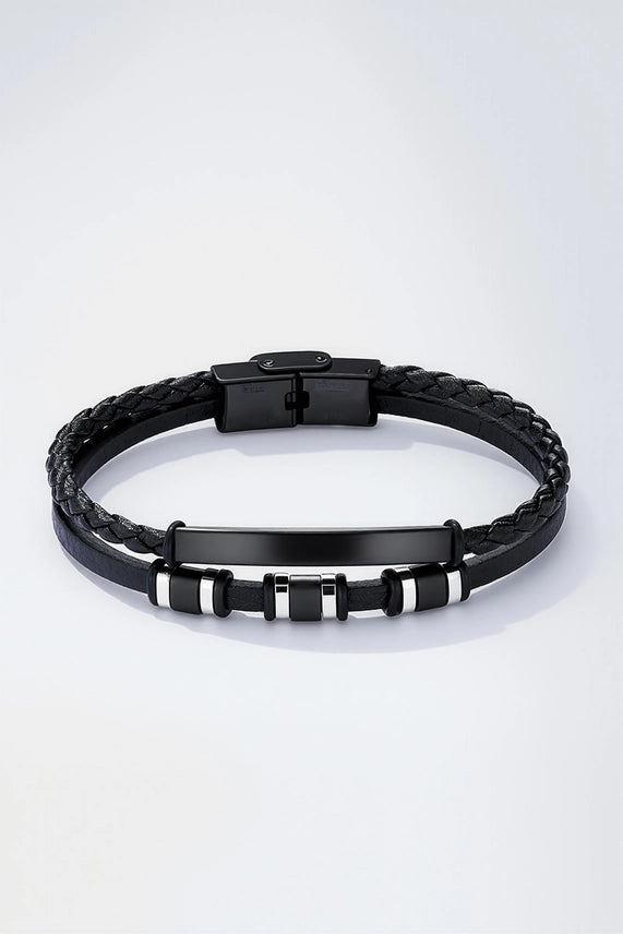 Armbånd i lær og rustfritt stål