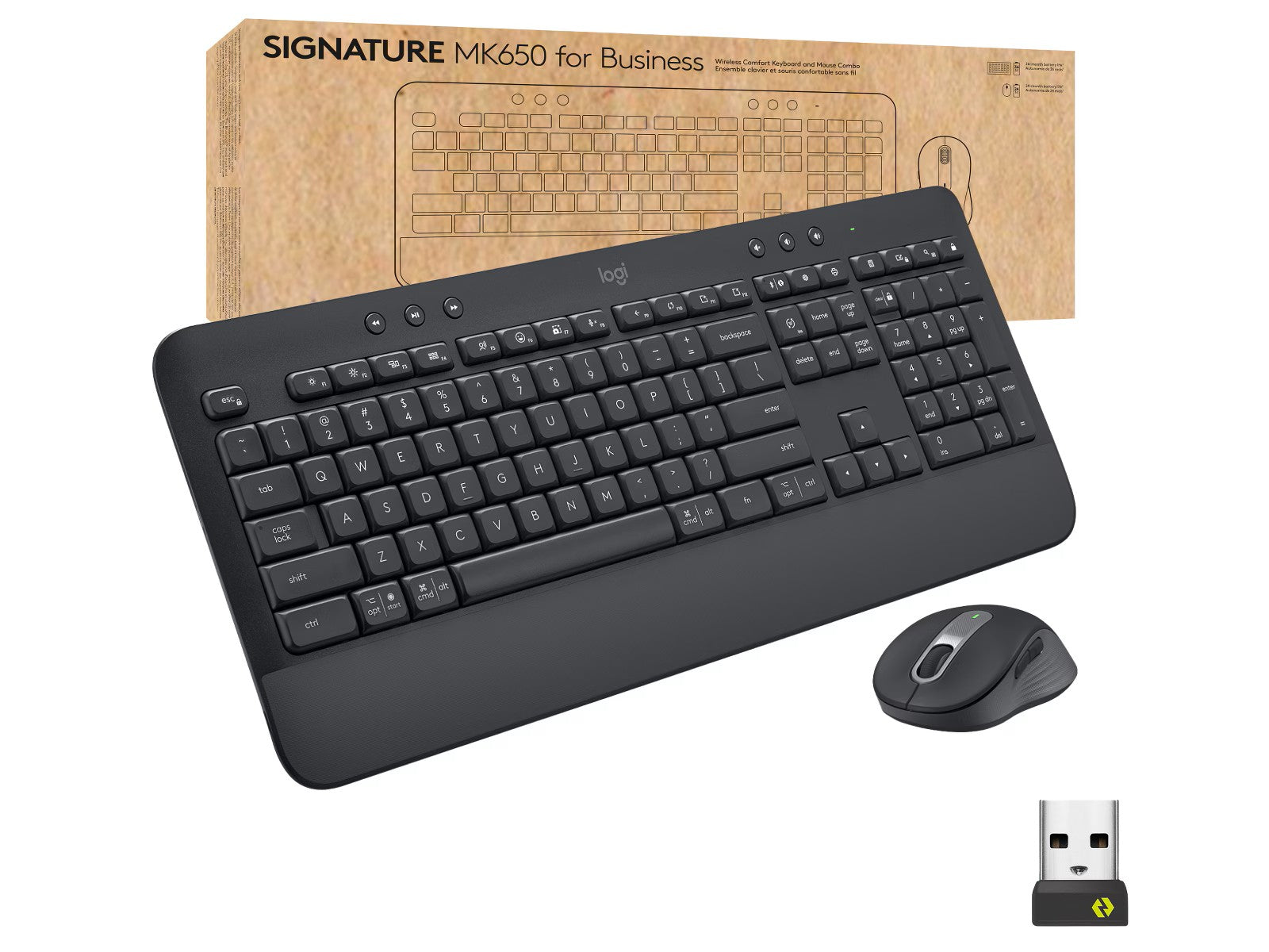 Logitech Signature MK650 Combo for Business (graphite) Bluetooth, USB, 4000 PPI, 6 programmerbare knapper, gummigrep, SilentTou