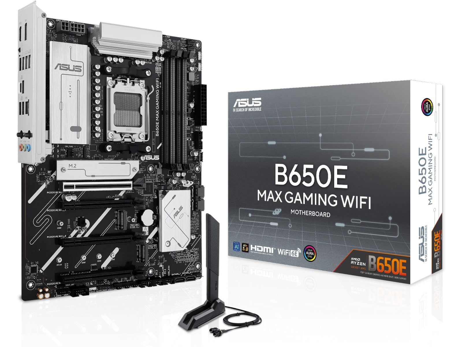 Asus B650E MAX GAMING WIFI Hovedkort AM5, ATX, DDR5, 1x PCIe 5.0, 3x M.2