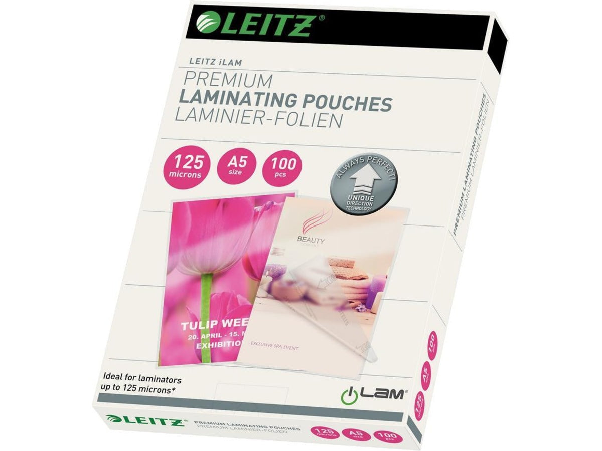 Leitz lamineringslomme UDT A5 125my 100 stk. Beskytter mot smuss, fukt og væske. UDT=enkel og problemfri laminering