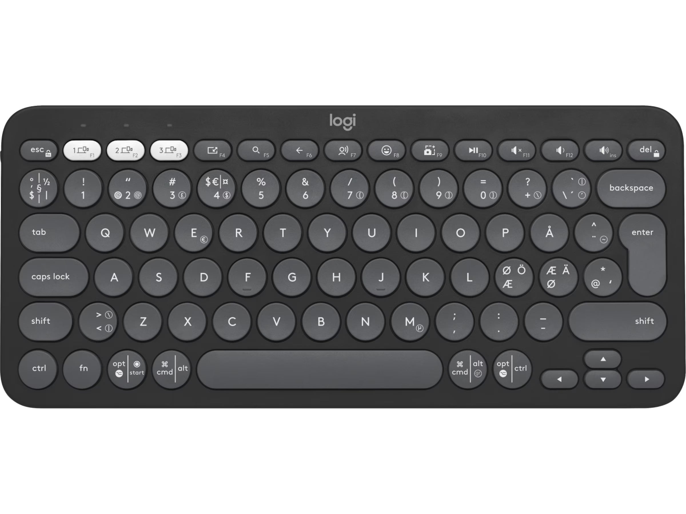 Pebble Keys 2 K380s (sort) Trådløst Bluetooth, slankt og bærbart, Easy-Switch
