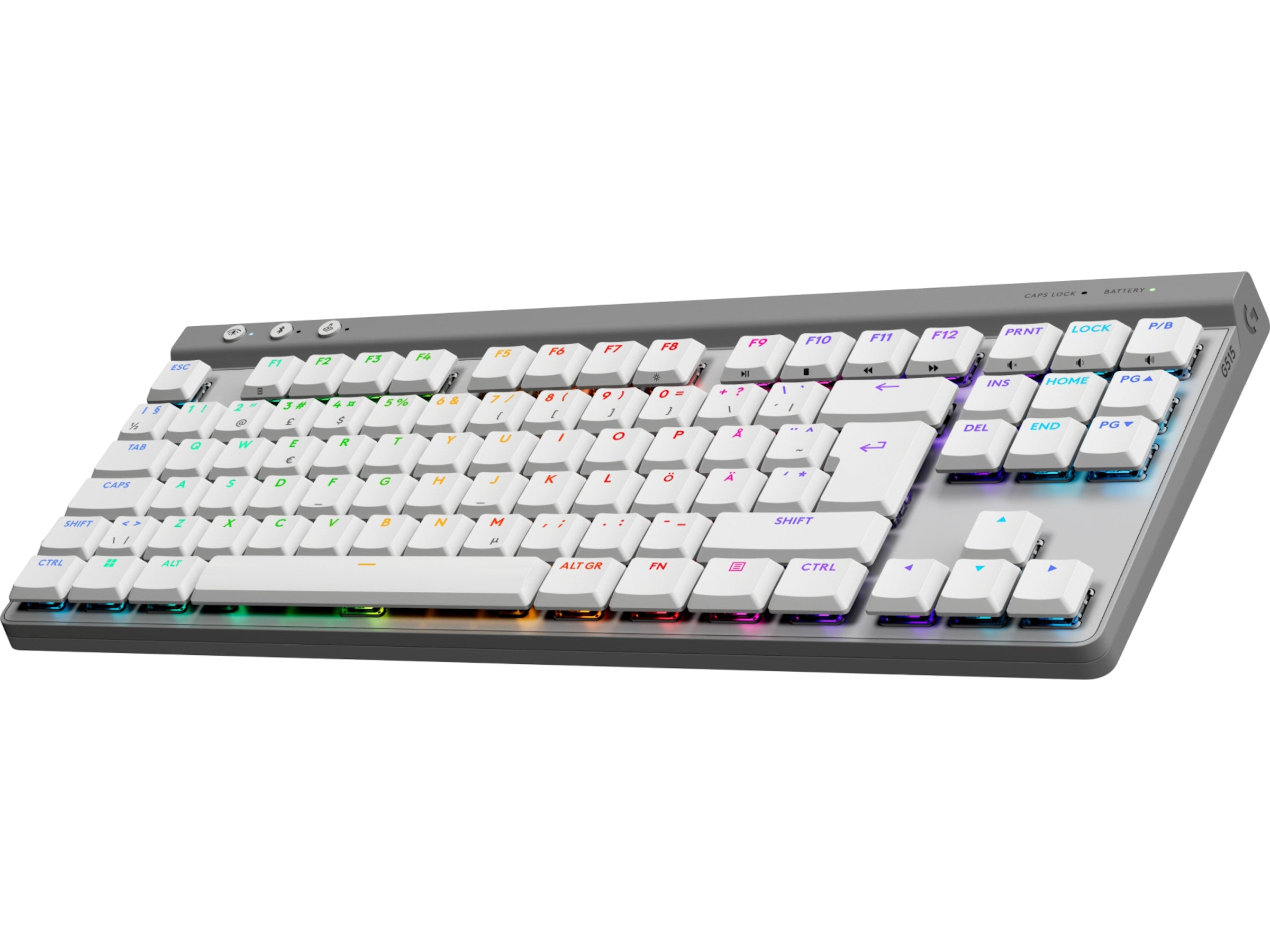 Logitech G G515 Lightspeed Gamingtastatur (hvit) USB, Tactile, TKL, Trådløst, opp til 36 timer batteri