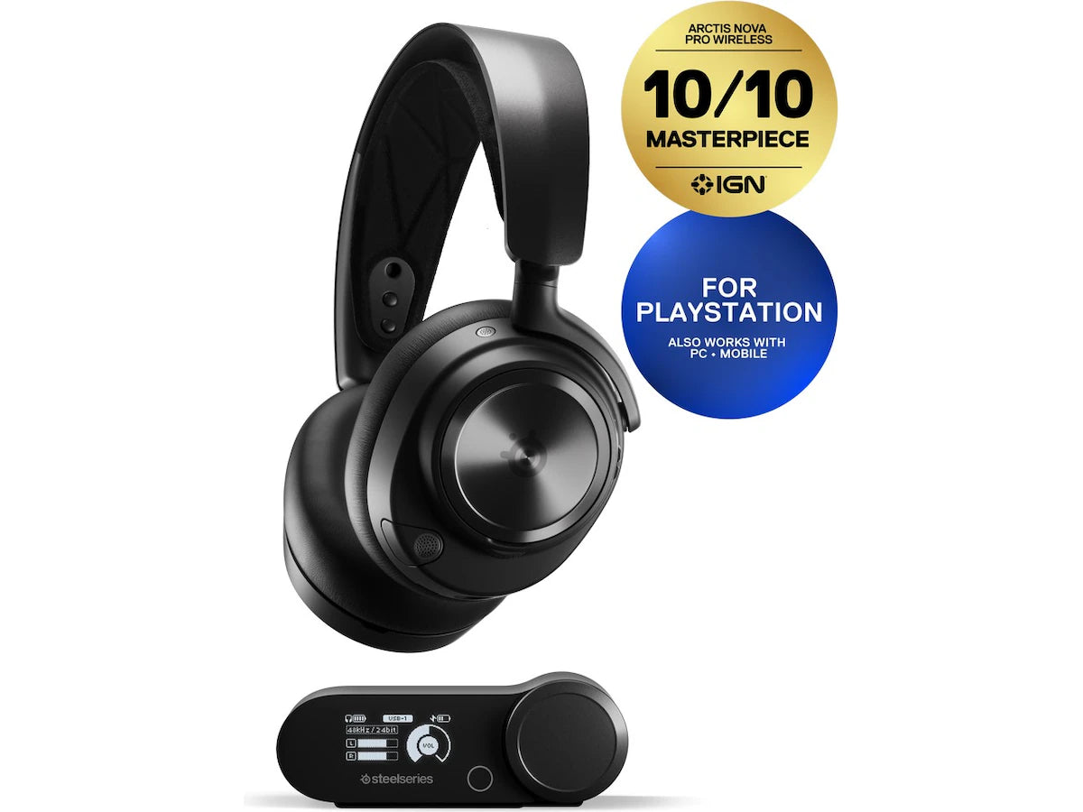 SteelSeries Arctis Nova Pro Wireless Gamingheadset PC/PS5 (sort) 2.4Ghz, Bluetooth, USB, aktiv støykansellering, PC, PS5, PS4,