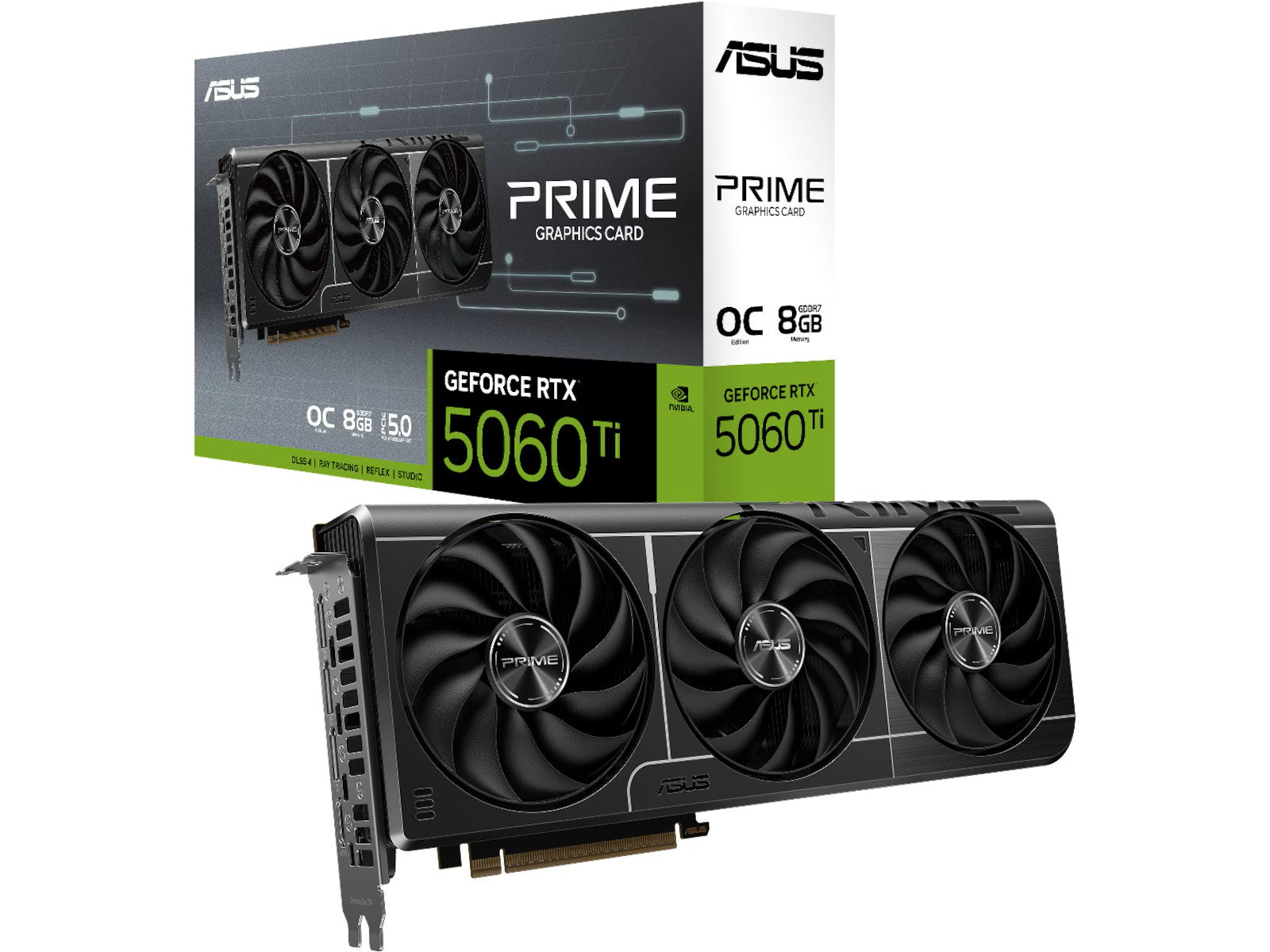 ASUS PRIME GeForce RTX 5060 Ti OC Skjermkort, PCI Express 5.0, 8GB GDDR7