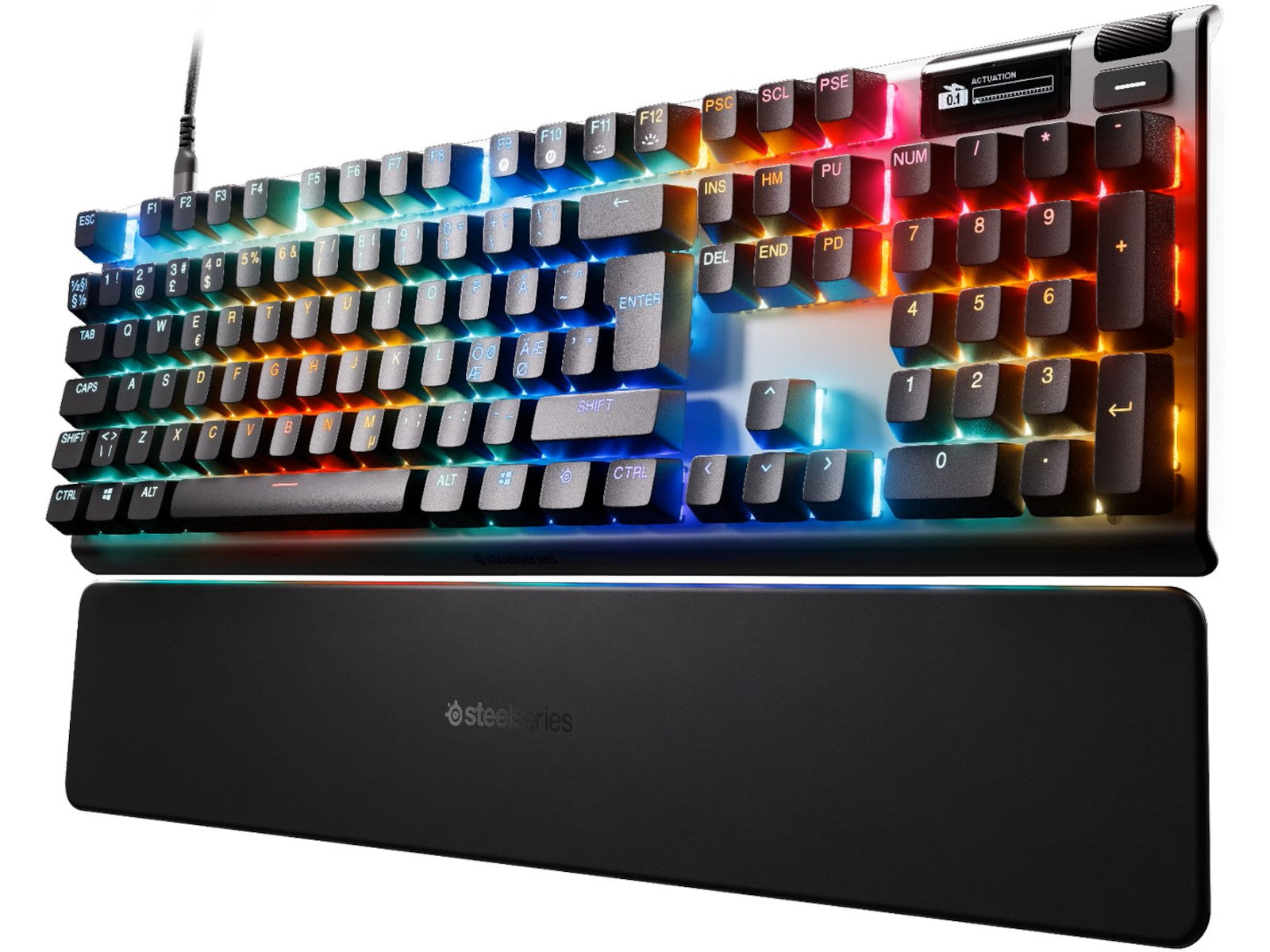 SteelSeries Apex Pro Fullsize Gen 3 Gaming Tastatur OmniPoint 3.0-brytere, USB-C, OLED Smart Display, RGB, magnetisk håndleddst