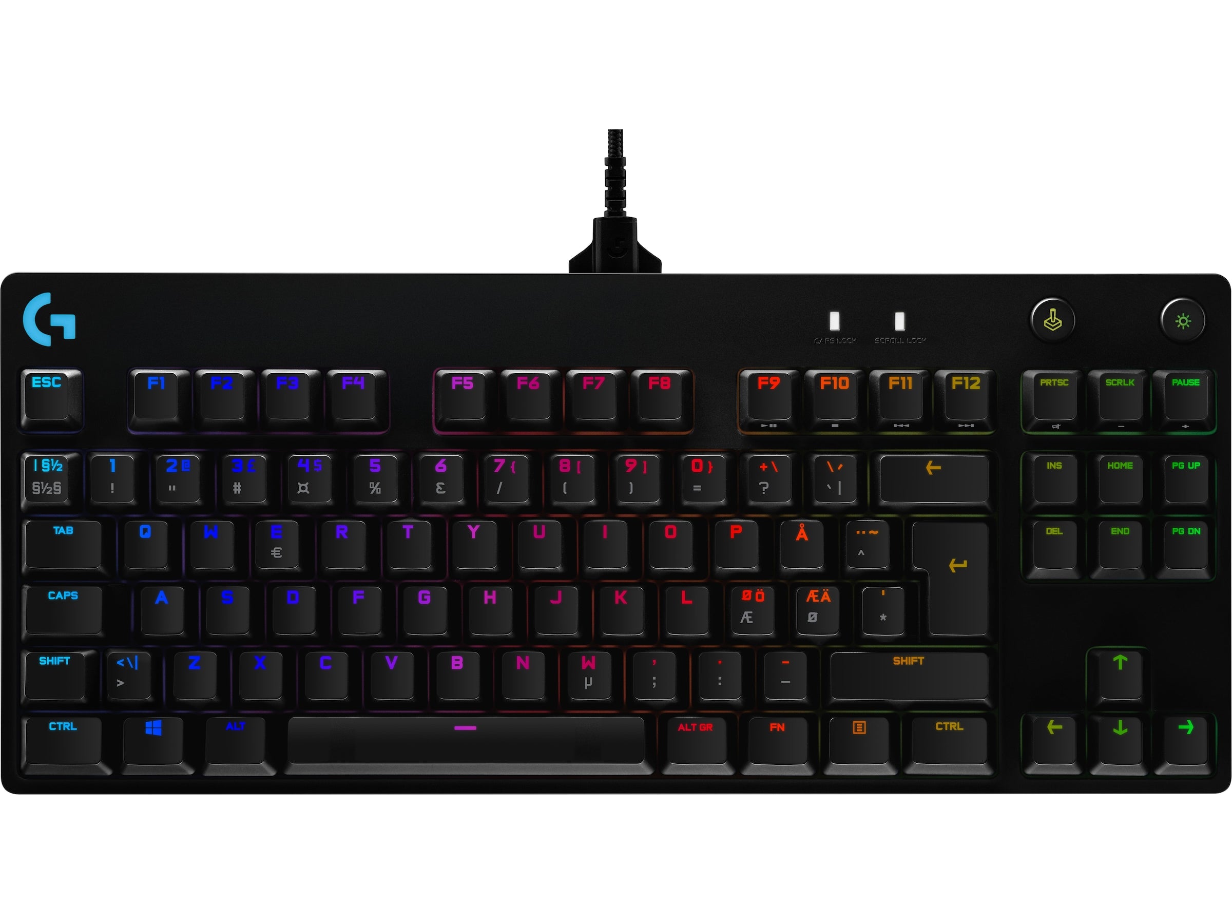 Logitech G Pro Gamingtastatur (sort) USB a-m, nordisk, GX Blue Clicky switches, RGB, TKL mekanisk gaming tastatur