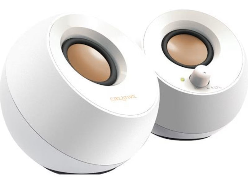 Creative Pebble PC Høyttalere Hvit 2.0 USB-Powered, 45° elevated sound stage, 3.5mm input