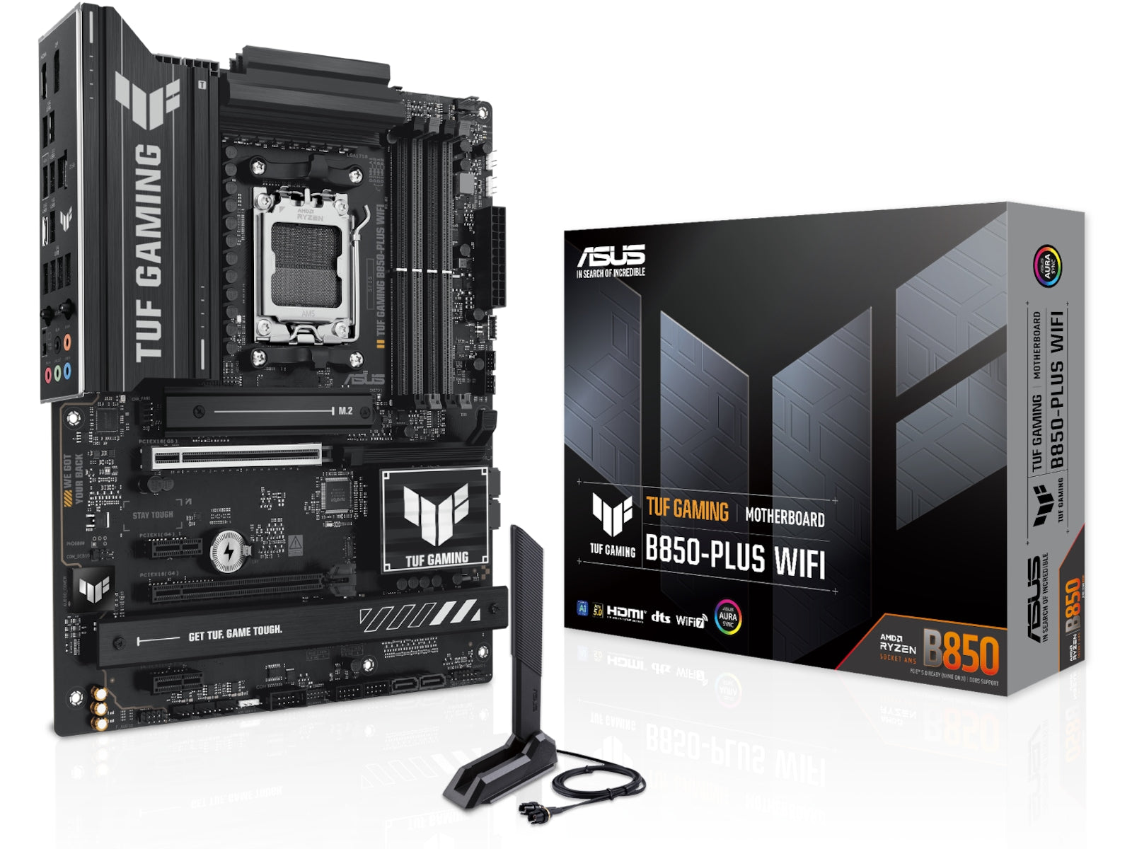ASUS TUF GAMING B850-PLUS WIFI Hovedkort AM5, ATX, B850, DDR5, 1x PCIe 5.0, 3x M.2