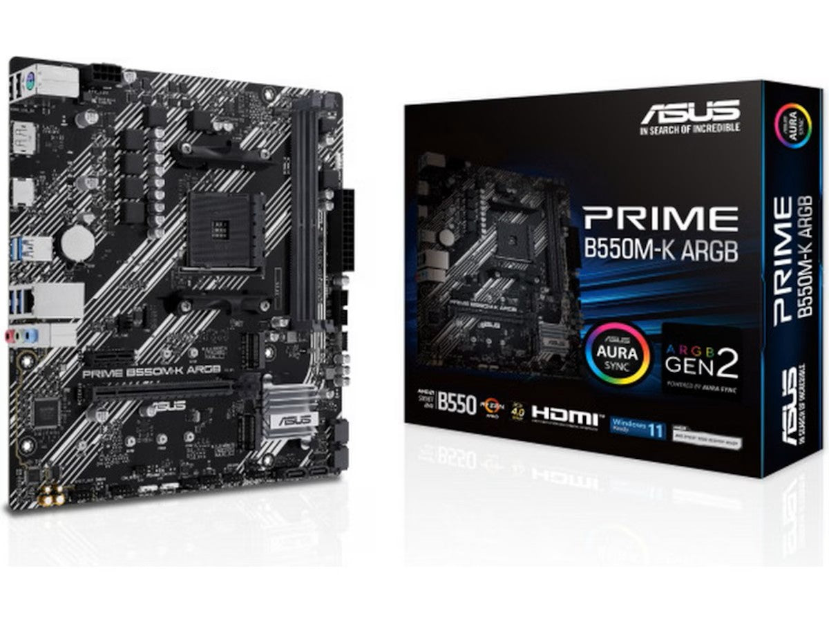 ASUS PRIME B550M-K ARGB Hovedkort AMD B550, mATX, DDR4, 1x PCIe 4.0, 2 x M.2