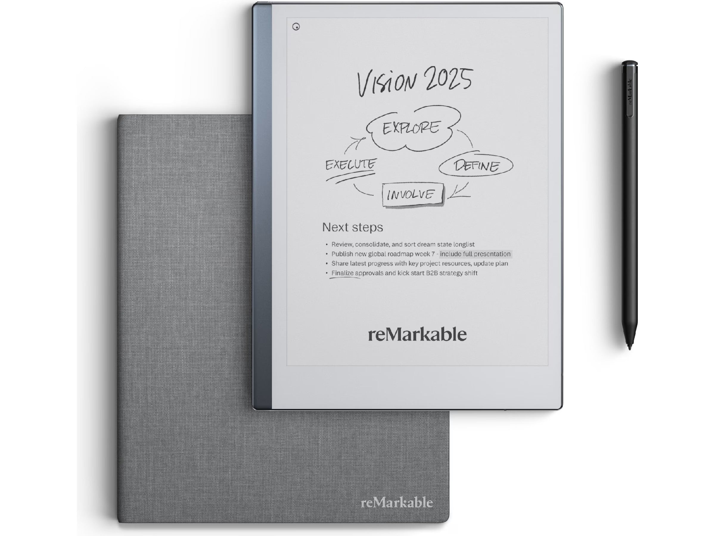 reMarkable 2 10,3" 8GB inkl. Marker Plus og Book Folio (grå polymervev)
