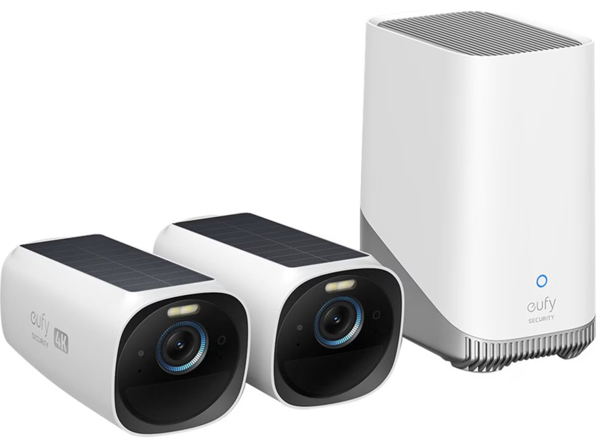 Eufy S330 eufyCam 3 Kit 4K overvåkningskamera 2 pk inkl HomeBase 3 4K, Built-In Solar Panel System, BionicMind™ AI Recognition,