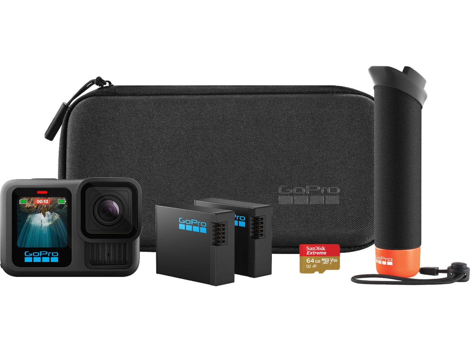 GoPro HERO13 Black Accessory Bundle 5.3K 60fps / 4K 120fps, HyperSmooth 6.0, 90 min brukstid, HDR + HLG HDR, 27MP