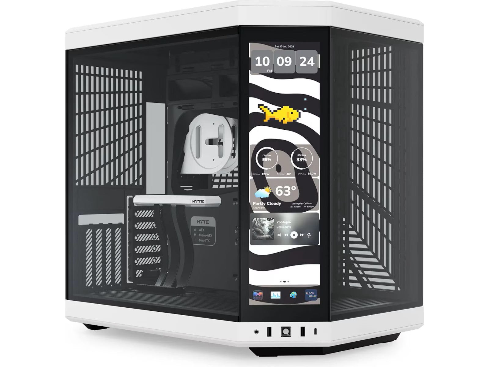 HYTE Y70 Touch Infinite 14,5" Mid Tower (panda) ITX/mATX/ATX/ EATX, 14.5” 688 x 2560 (2.5K) 60Hz 5-Point Multi-Touch Capacitive