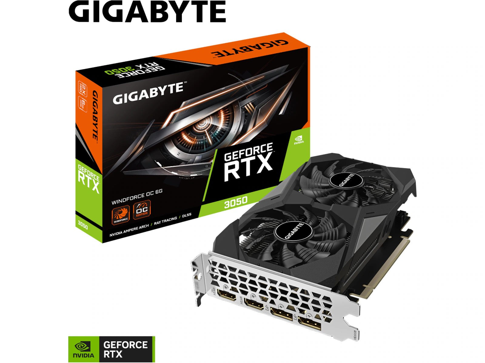 Gigabyte GeForce RTX 3050 WINDFORCE OC Skjermkort, PCI Express 4.0, 6GB GDDR6