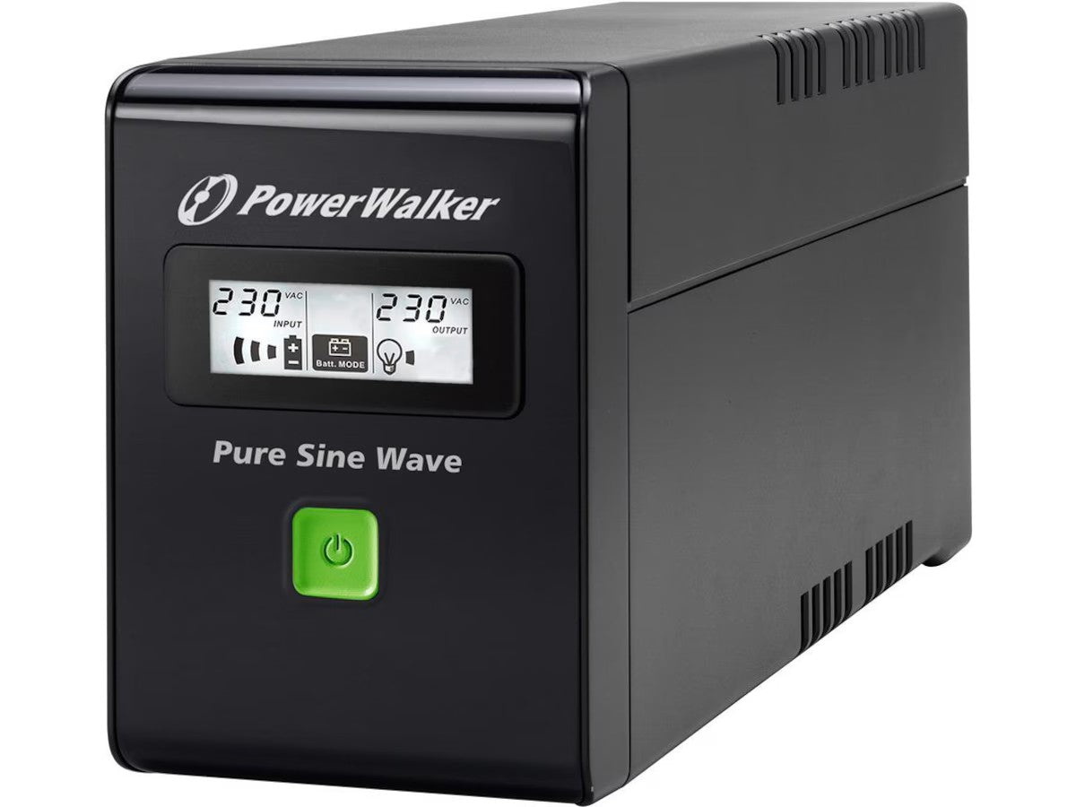 BlueWalker PW UPS VI 800 SW Schuko Line Interactive, 800VA 480W, Pure Sine Wave, 2x Schuko, USB, LCD Display