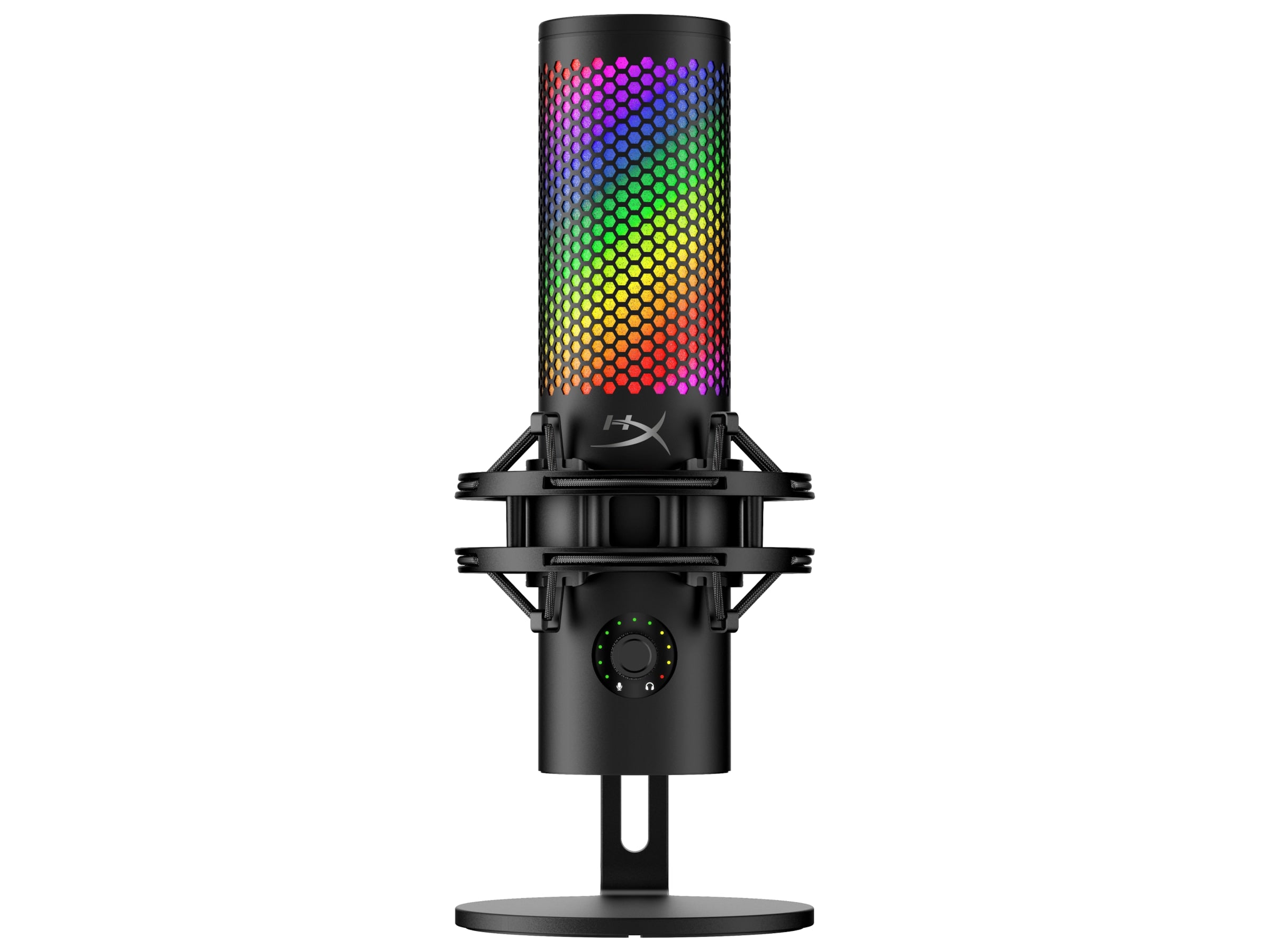 HyperX QuadCast 2 S RGB USB mikrofon (sort) USB-mikrofon for spill, streaming og podcasting, innebygde kontroller, LED